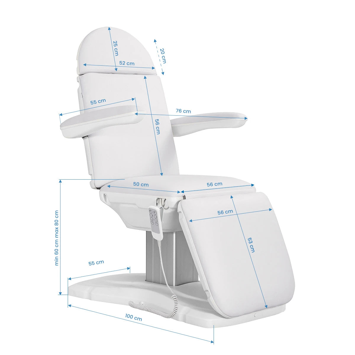 Sillon Eclipse electric cosmetic chair 4 actuators white