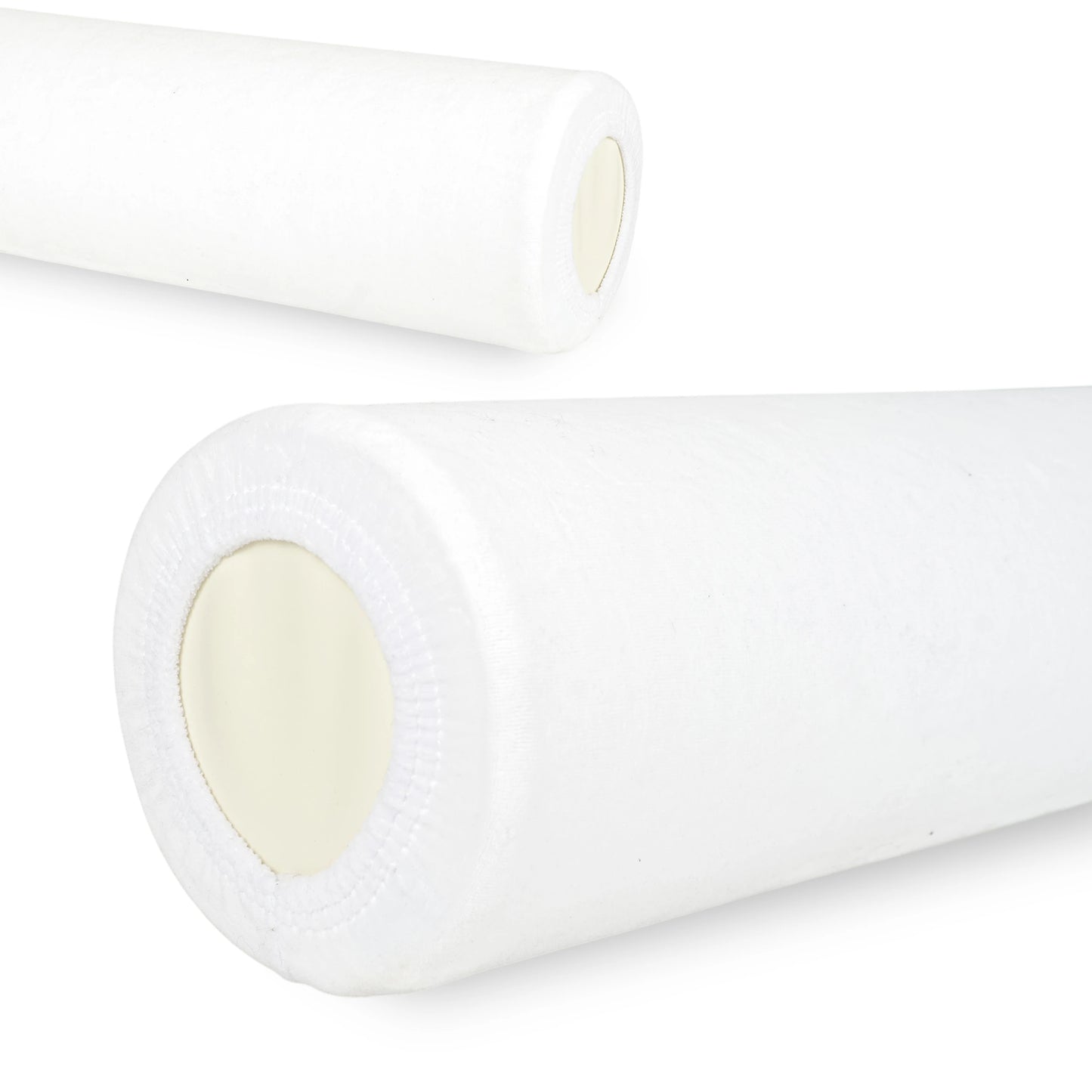 Velour cover with elastic for bolster, 15 × 60 cm white