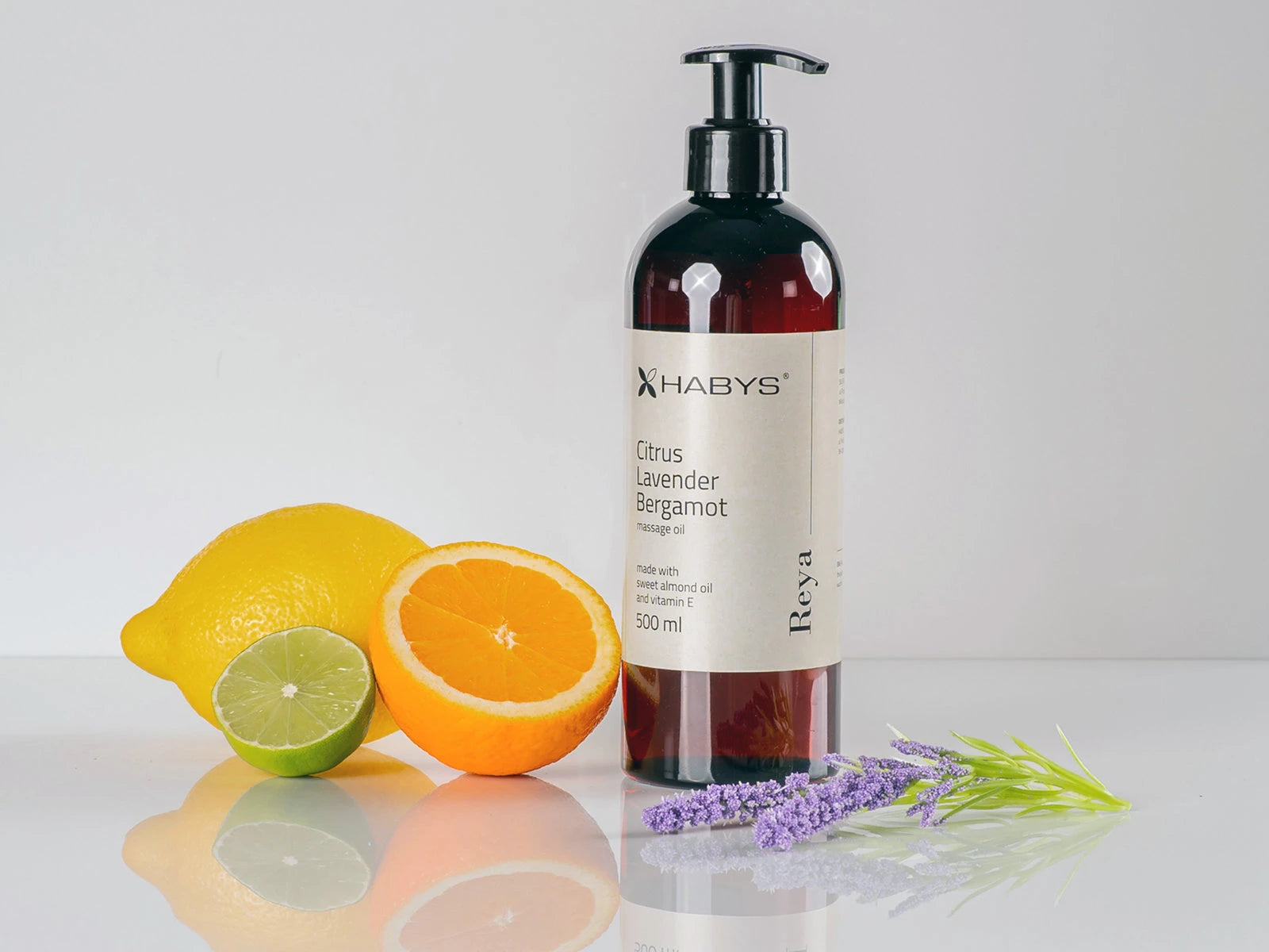 Massage Oil, Citrus/Lavender/Bergamot, HABYS 500 ml