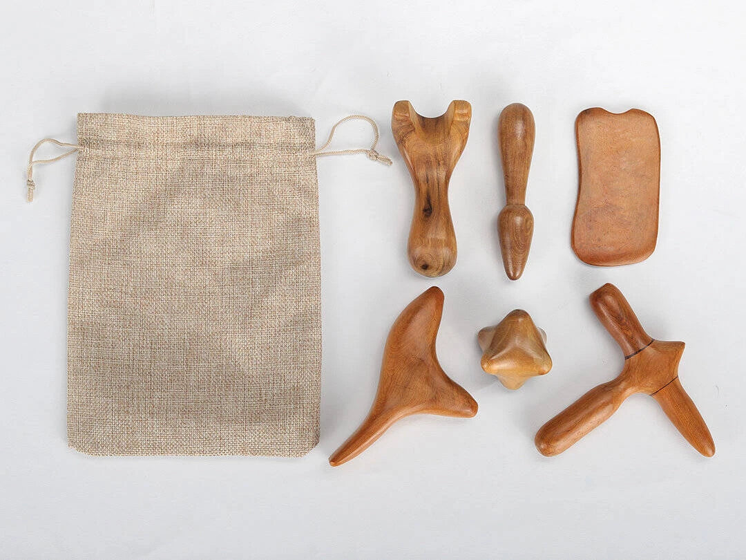 Set of wooden massage tools, 6 pcs.