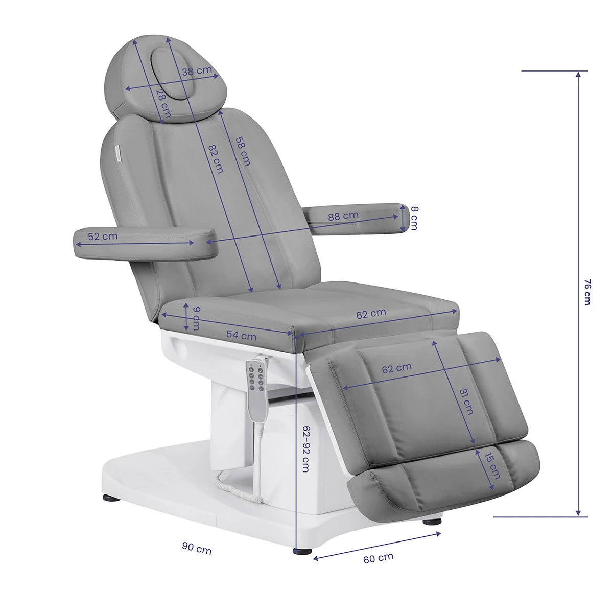 Beauty bed-couche AZZURRO 708a, 4 motors, gray
