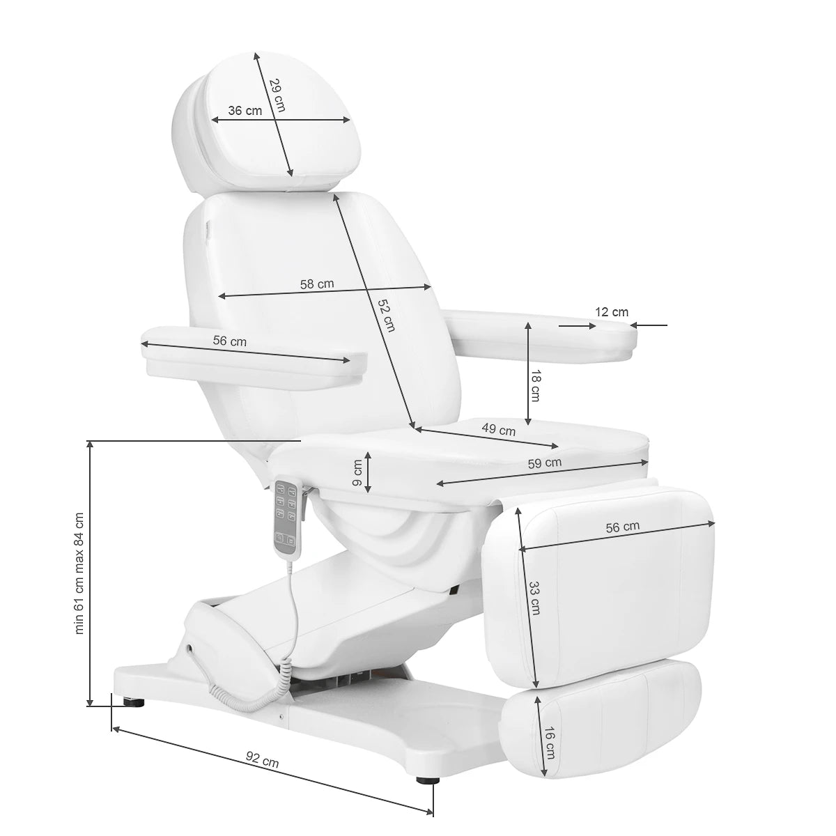 Beauty bed-couche SILLON CLASSIC, 3 motors, white, heated