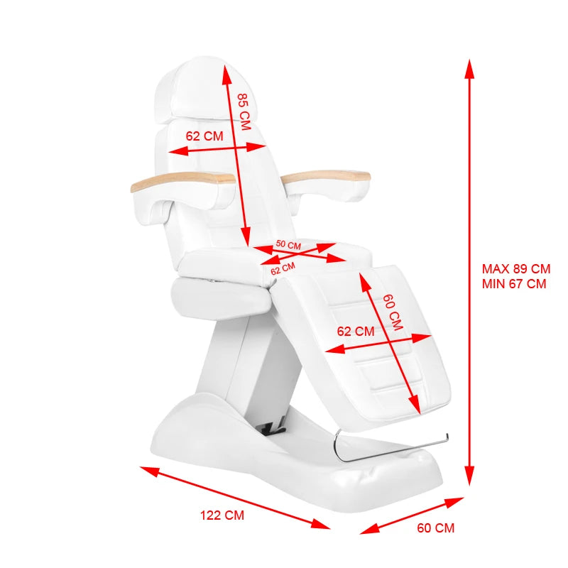 Beauty bed-couche LUX, 3 motors ,white / beech, controlled by phone