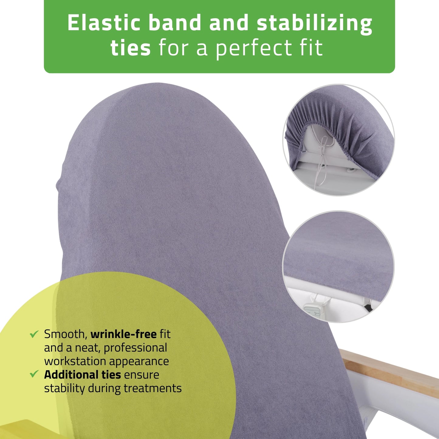 Frotte sheet with elastic and ties for cosmetic chair, 70 × 190 cm gray