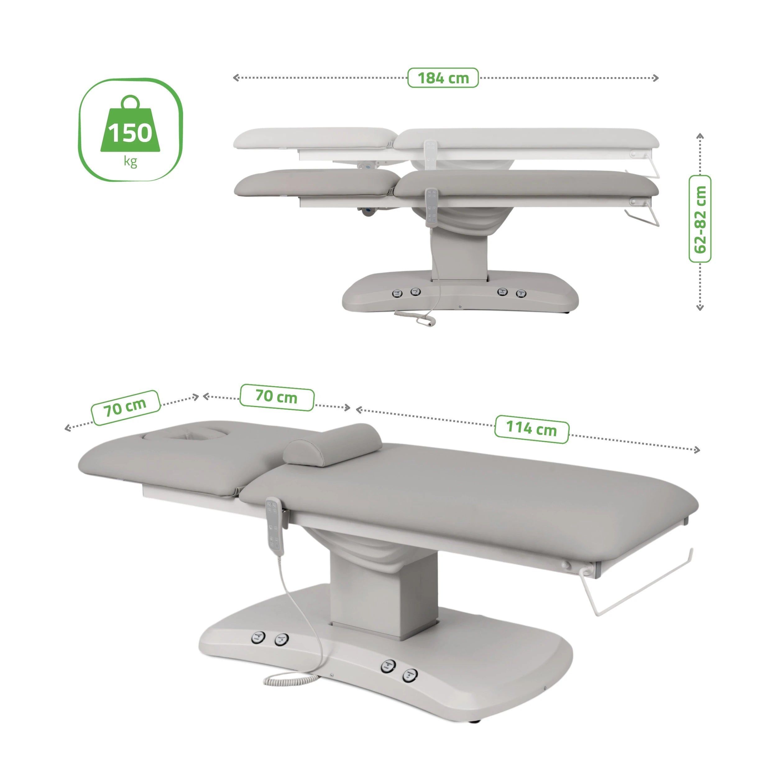 Electric treatment table Estella ERGO 2, Grey – 2 Motors