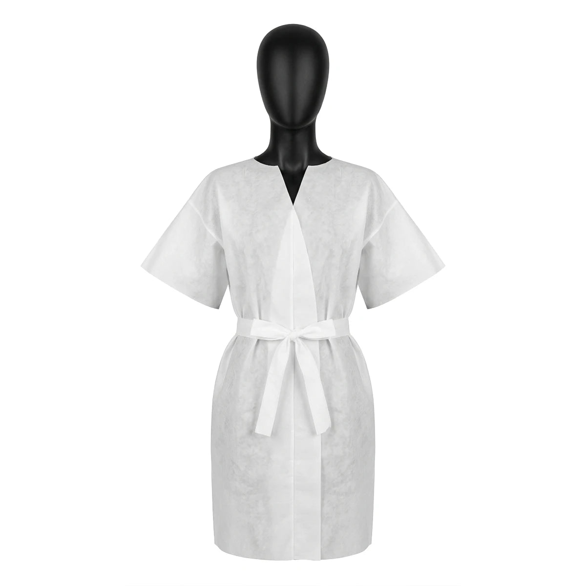 Disposable dressing gown with short sleeves