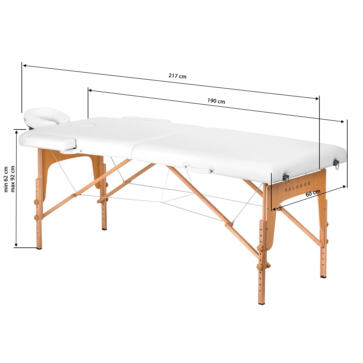 BALANCE wooden folding massage table 2 segment white