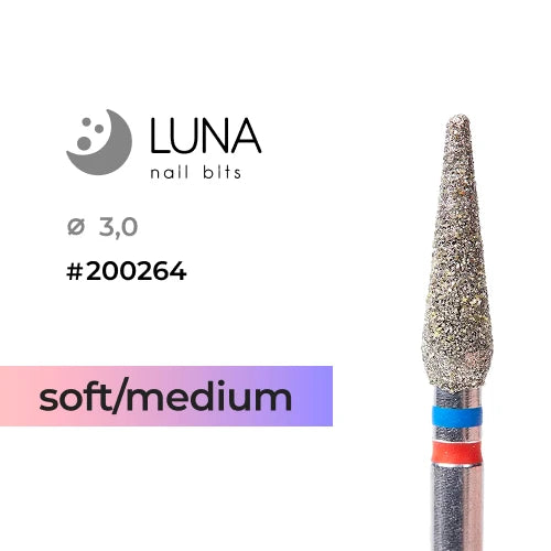 Diamond Nail Drill Bit Cone 3.0 12 MS, Red/Blue Fine/Medium Grit