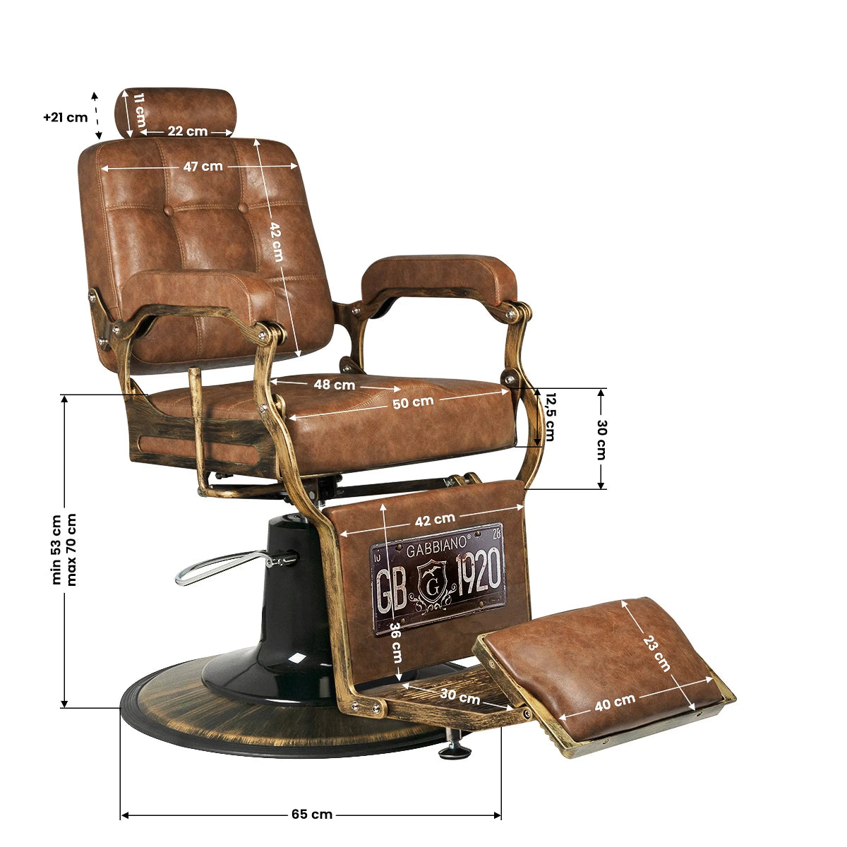 Barber Chair Gabbiano boss old leather light brown