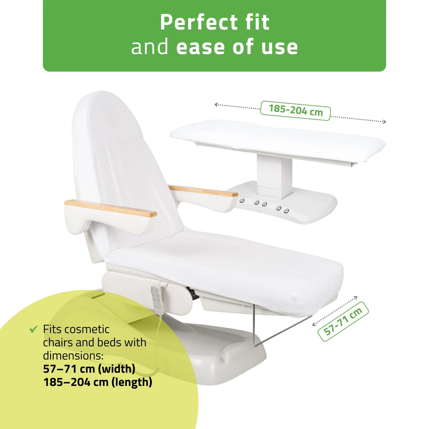 Frotte sheet with elastic and ties for cosmetic chair, 70 × 190 cm white