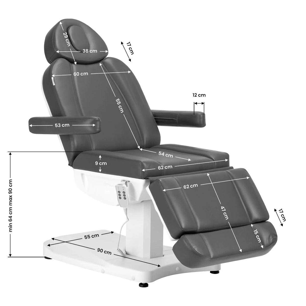 Beauty bed-couche AZZURRO 803D, 3 motors, gray