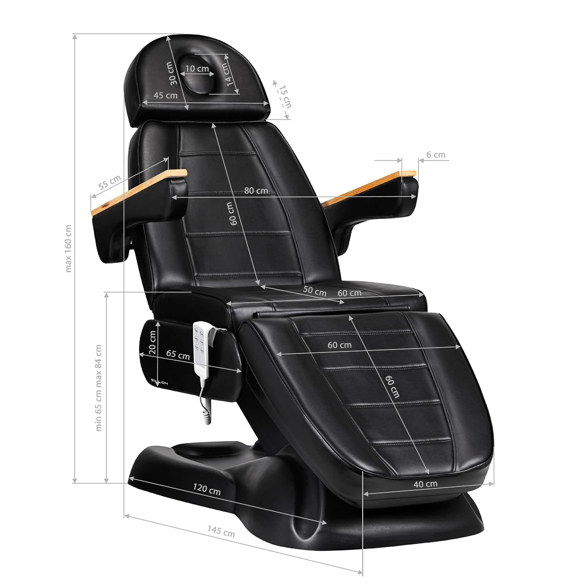 Beauty bed-couche SILLON LUX 273B, 3 motors, black