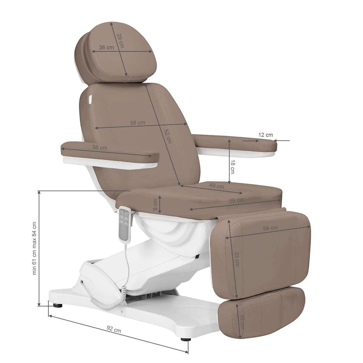 Electric cosmetic chair SILLON CLASSIC 3 motors modern brown