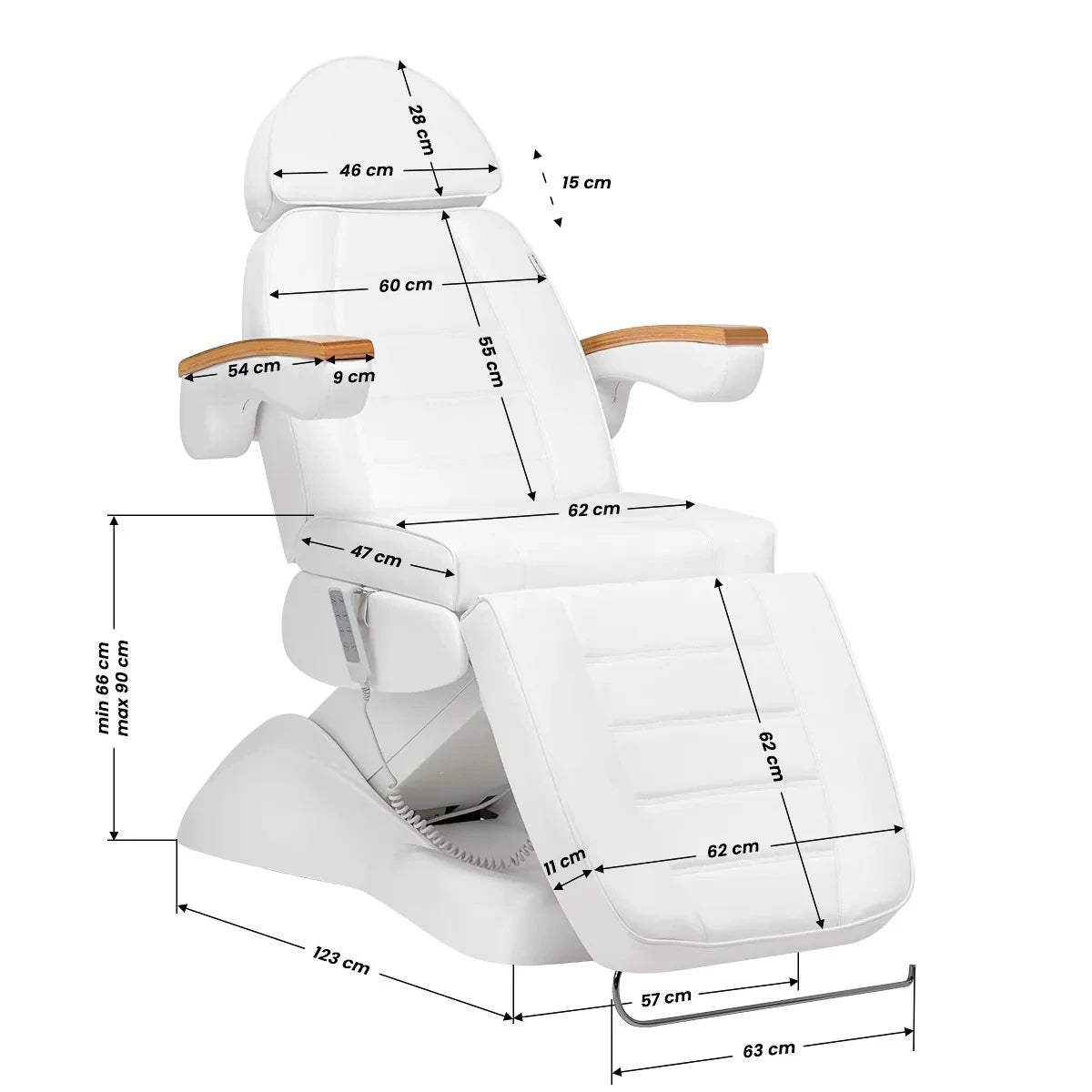 Lux 4M D white electr. cosmetic chair with cradle