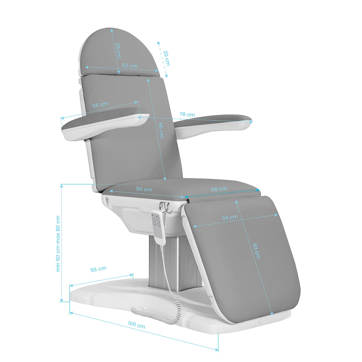 Sillon Eclipse electric cosmetic chair 3 actuators gray