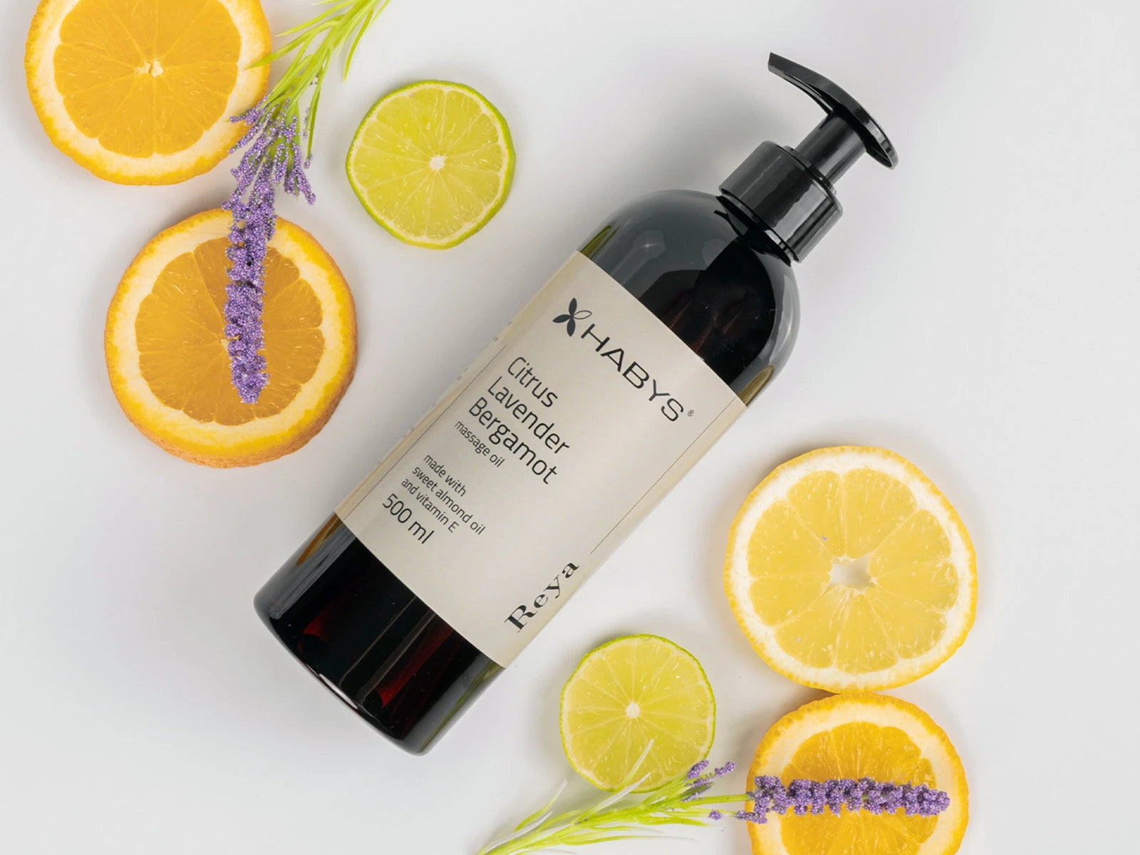 Massage Oil, Citrus/Lavender/Bergamot, HABYS 500 ml