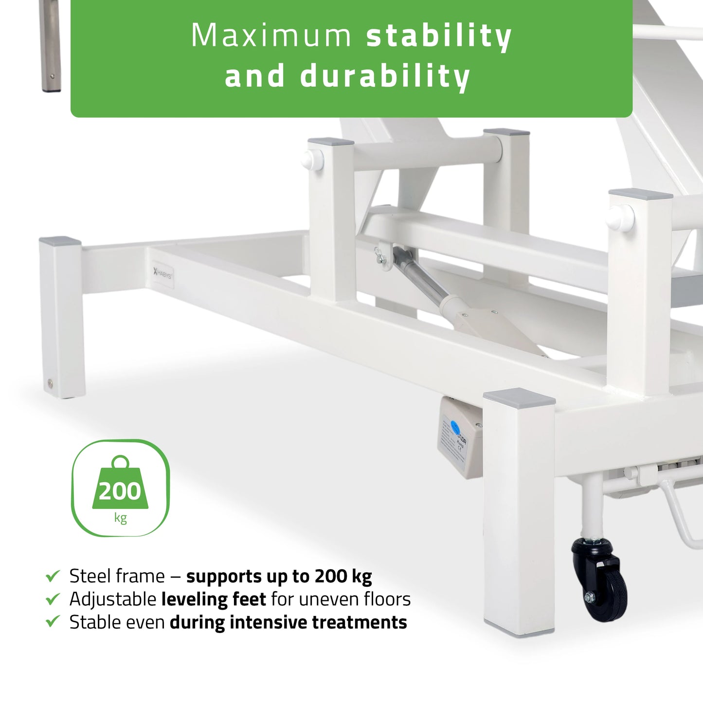 Fortis 4 ERGO treatment table, electric height adjustment with hand remote control, ERGO cushion, k729 light gray