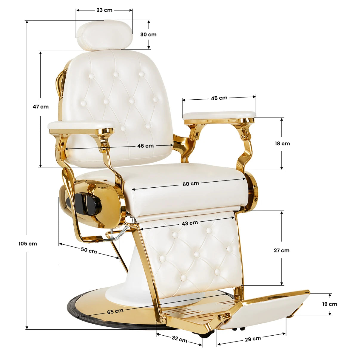 Barber Chair Gabbiano Francesco Gold white