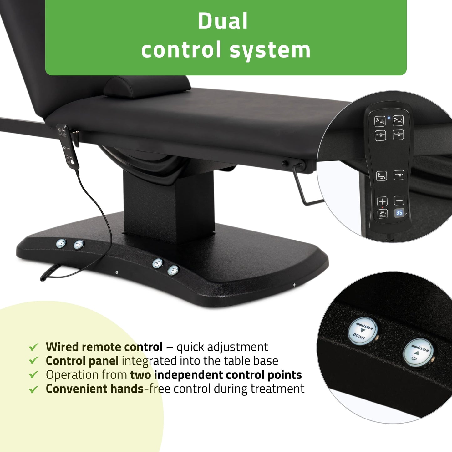 Electric treatment table Estella ERGO 2, k715 black – 2 motors