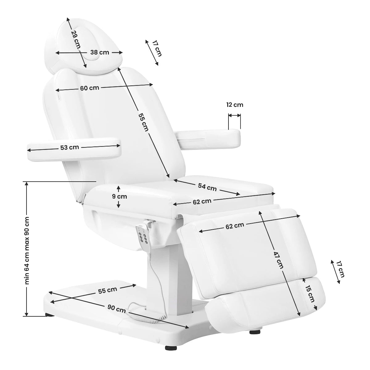 Electric cosmetic chair Azzurro 803D 3-motors white
