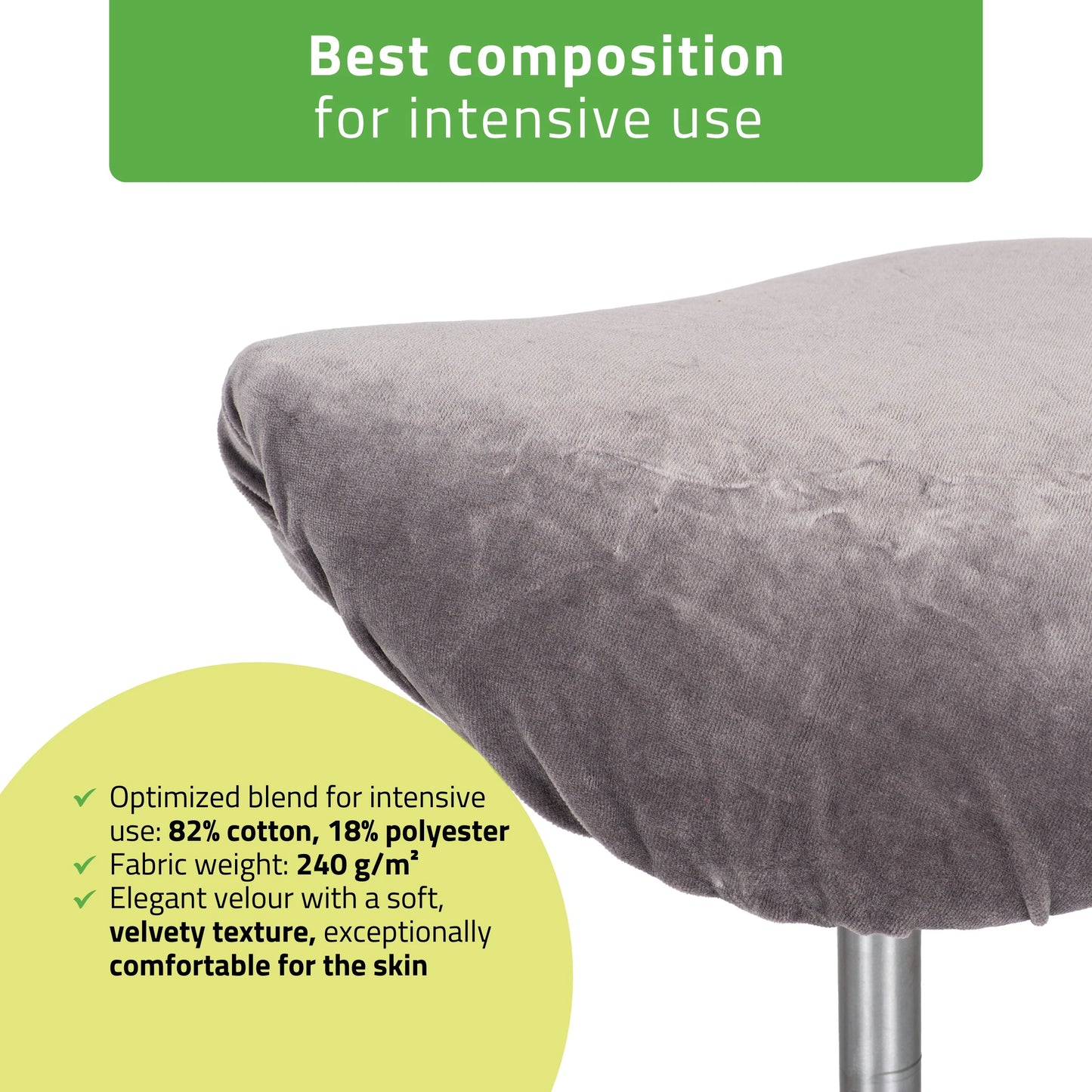 Velour cover with elastic for stool, diameter 60 cm graphite