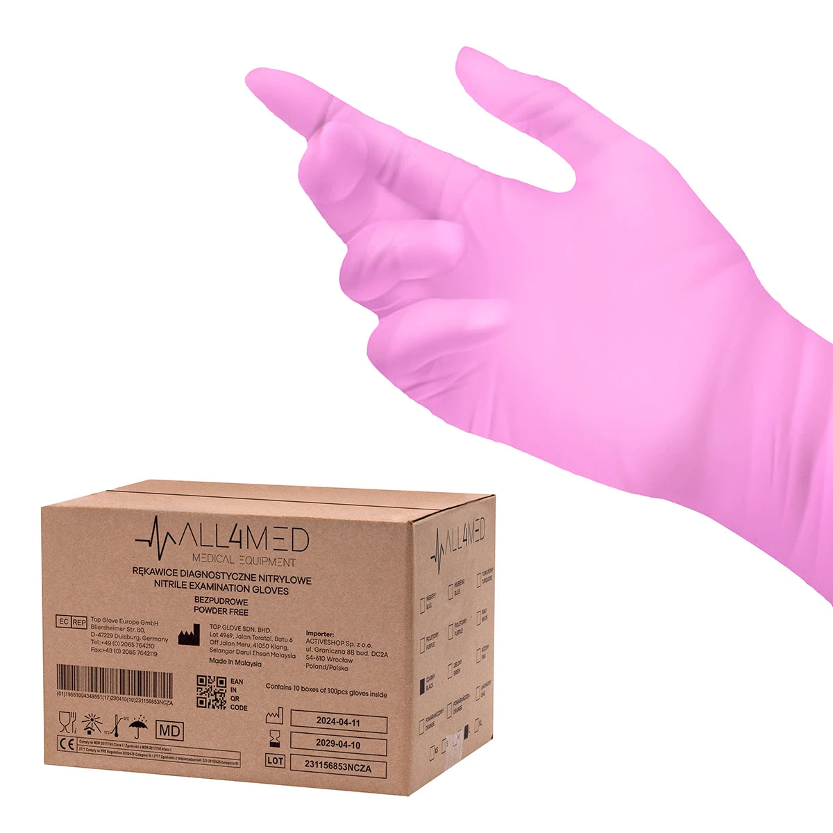 All4med disposable nitrile gloves pink S 10 x100pcs