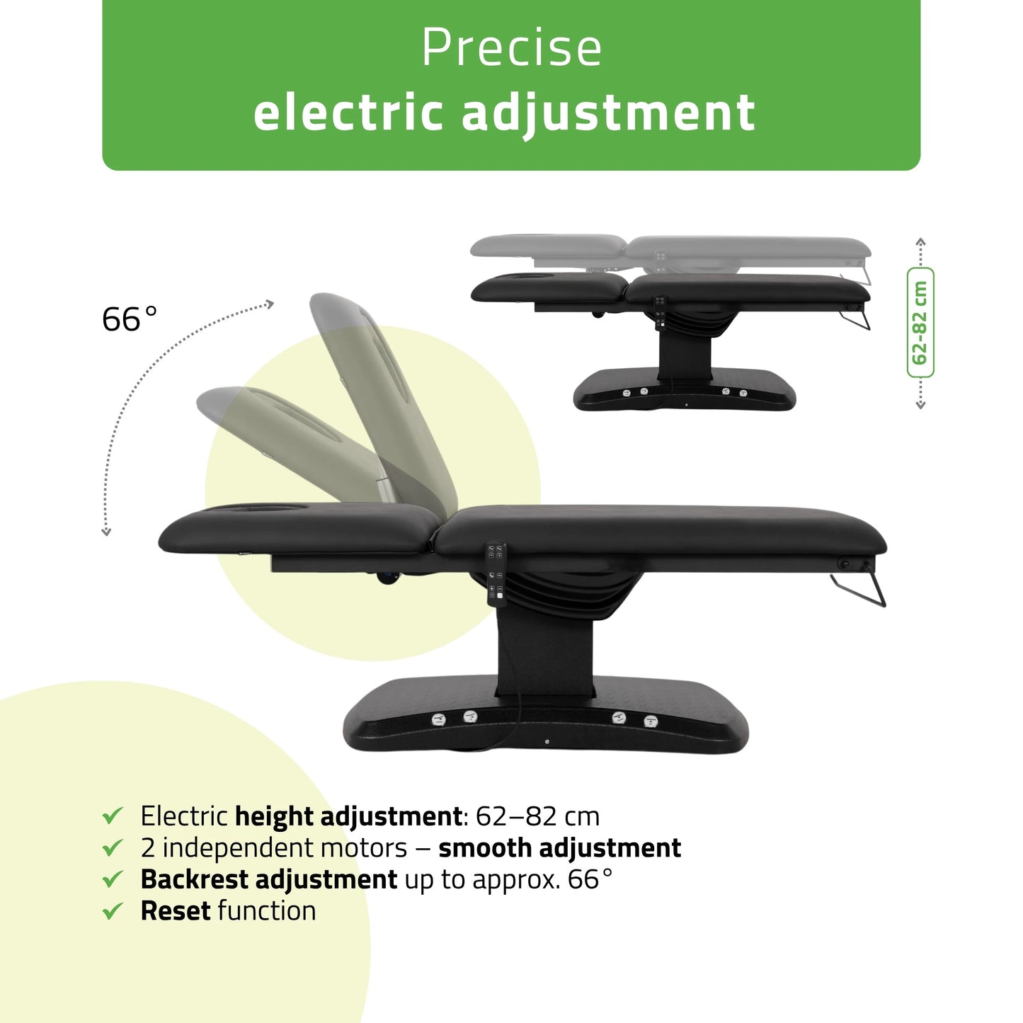 Electric treatment table Estella ERGO 2, k715 black – 2 motors