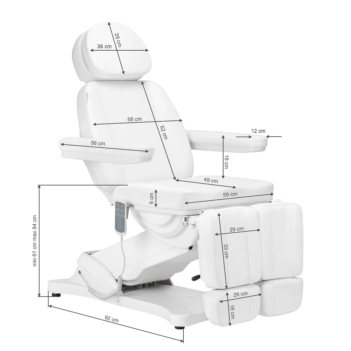 Pedicure Chair SILLON CLASSIC PEDI, 3 motors, white with cradle