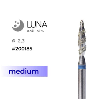 Diamond Nail Drill Bit Tornado Flame 2.3-10, Blue (Medium Grit)